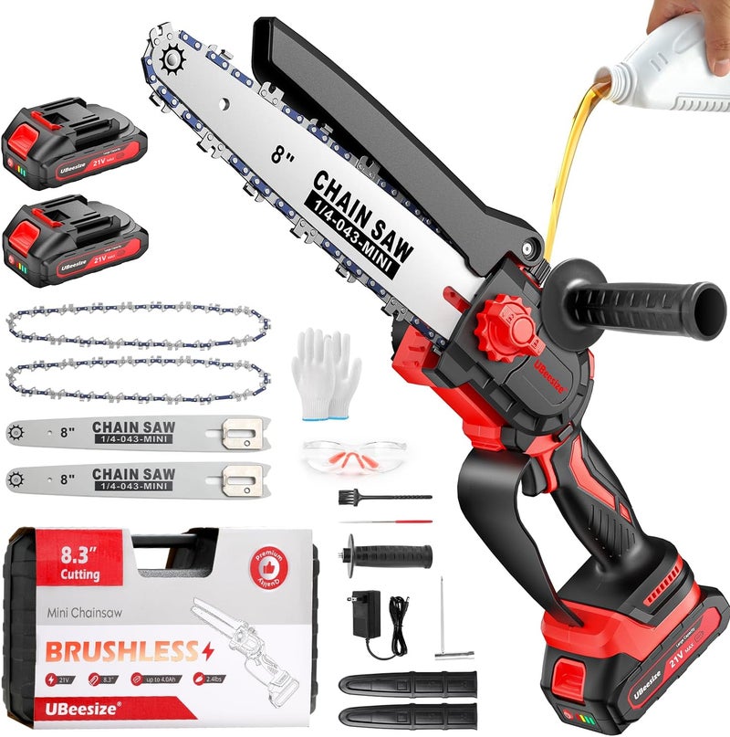 UBeesize Mini Chainsaw Cordless 8inch | Longer Runtime | Brushless Motor | Ergonomic Handle Design | Easy to Install | Professional Battery Chainsaw Perfect for Tree Trimming,Wood Cutting, Garden Work - Image 1